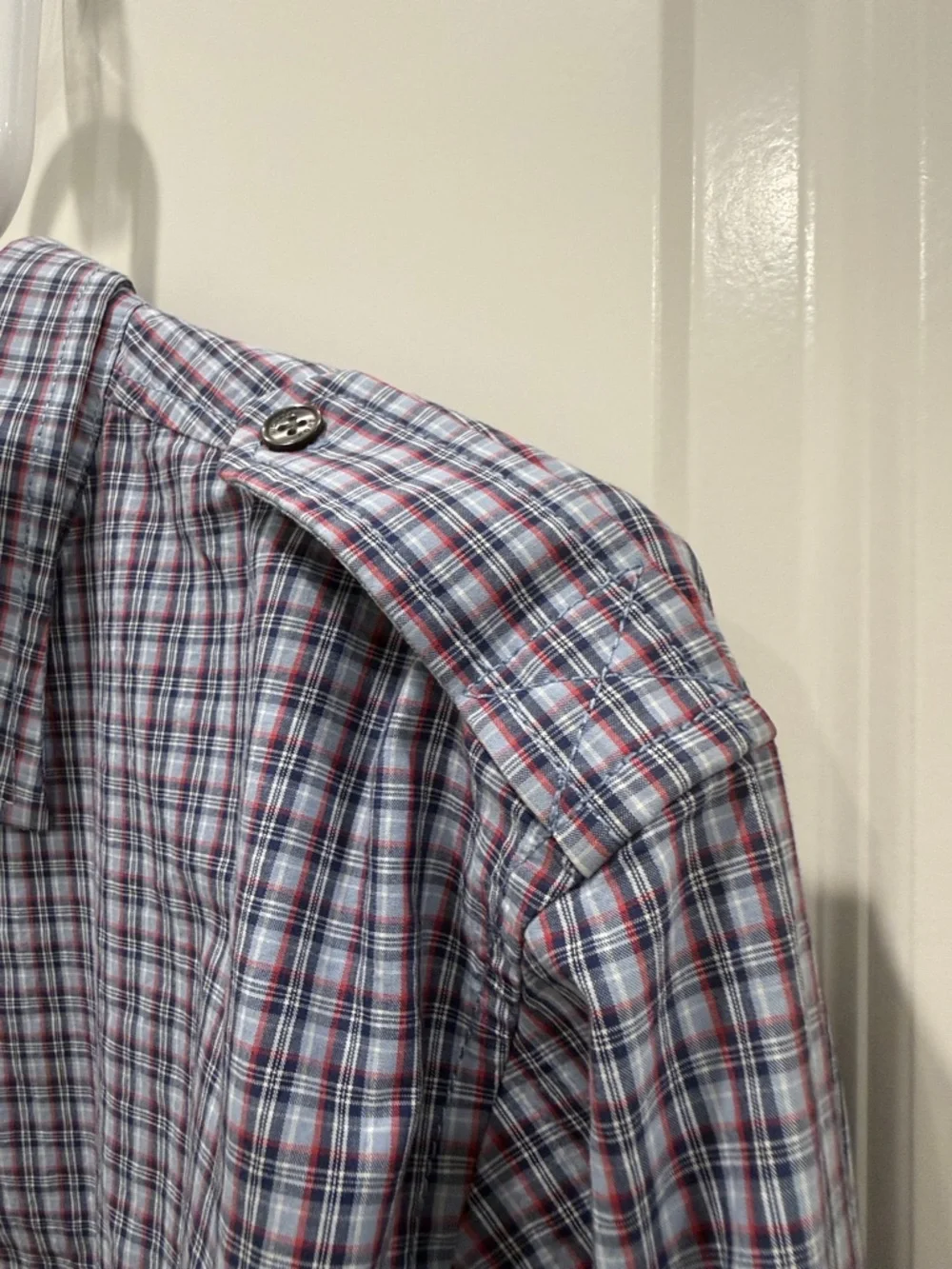 Michael Kors Men's Blue Plaid Button-Down Shirt - Picture 3 of 6